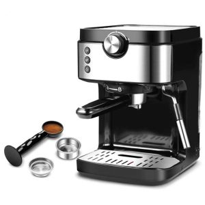 YOSHIKO Steam Espresso Machine, Latte and Cappuccino Maker with Milk Frother, 20 Bar Italian Pump, Automatic Setting of Coffee Volume, 900ml Water Tank, Black Stainless, 1700W - MadeInUSA