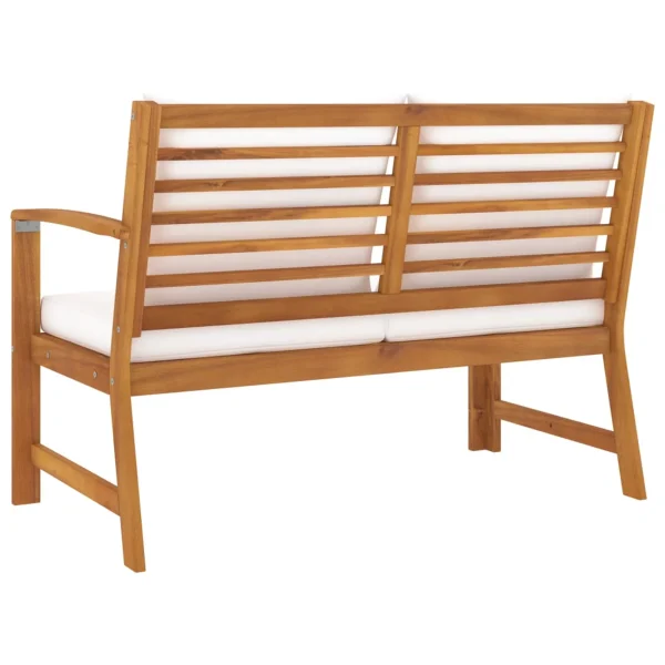 Dcenta  Bench with Cushion and Left Armrest Patio Porch Chair Acacia Wood for Backyard, Balcony, Park, Lawn, School Playground, College 45.1 x 23.8 x 31.9 Inches (W x D x H) - MadeInUSA - Image 4
