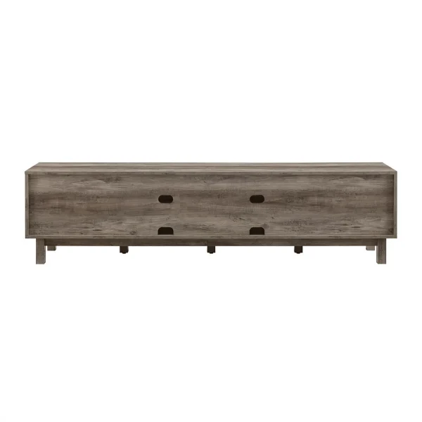 Pemberly Row Contemporary 70"Simple Wood Barndoor TV Stand in Gray - MadeInUSA - Image 2