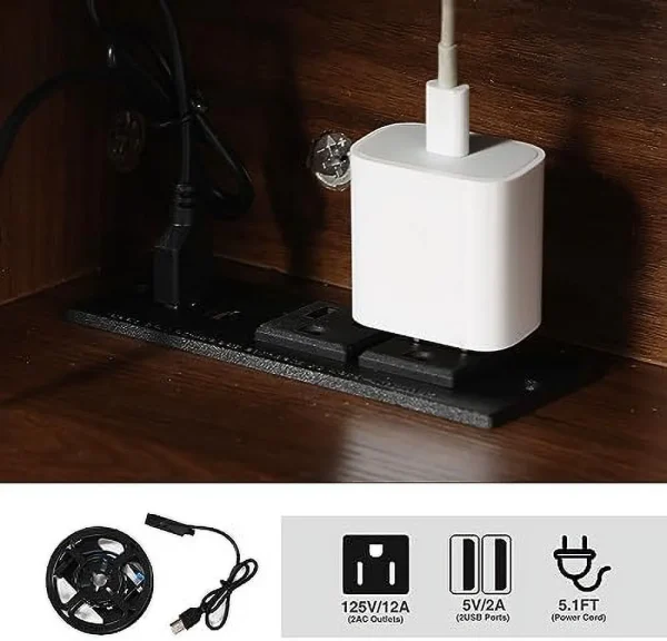 ZWNLKQG Floating TV Stand with Power Outlet  59u201D Wall-Mounted Floating TV  for Under TV  Entertainment Center Modern Media Console with LED Lights for Living Room  Home  Office - MadeInUSA - Image 4