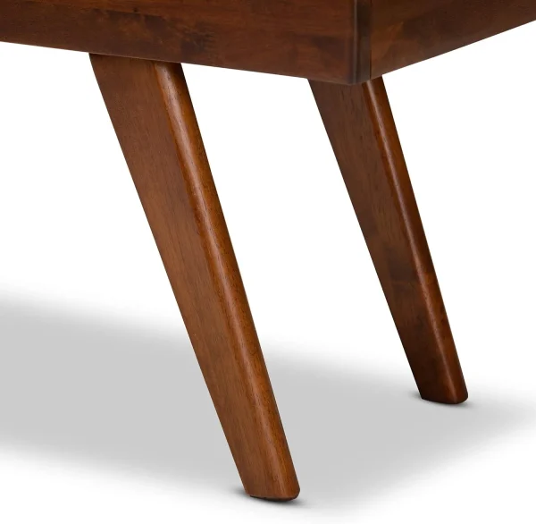 Alona -Century Modern Medium Grey Fabric Upholstered Wood Dining Bench - MadeInUSA - Image 5