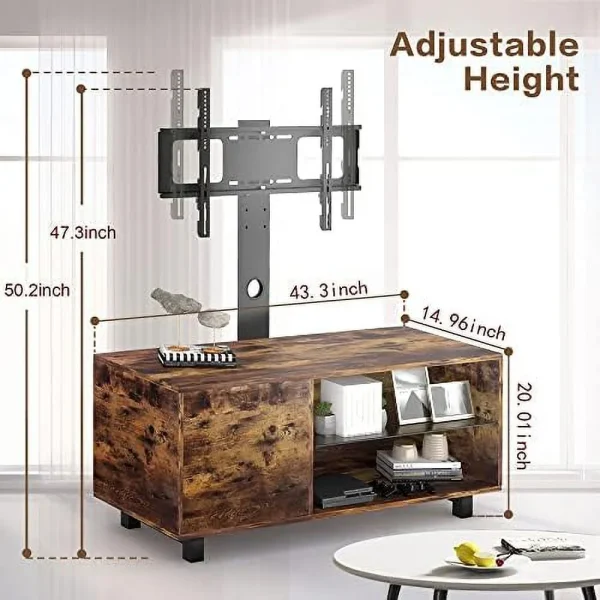 FDIGLUL Modern TV Stand for TVs up to 65 Inch with Single Door  Entertainment Center with Glass    TV Console with  Cabinet for Living Room  Rustic Brown - MadeInUSA - Image 4
