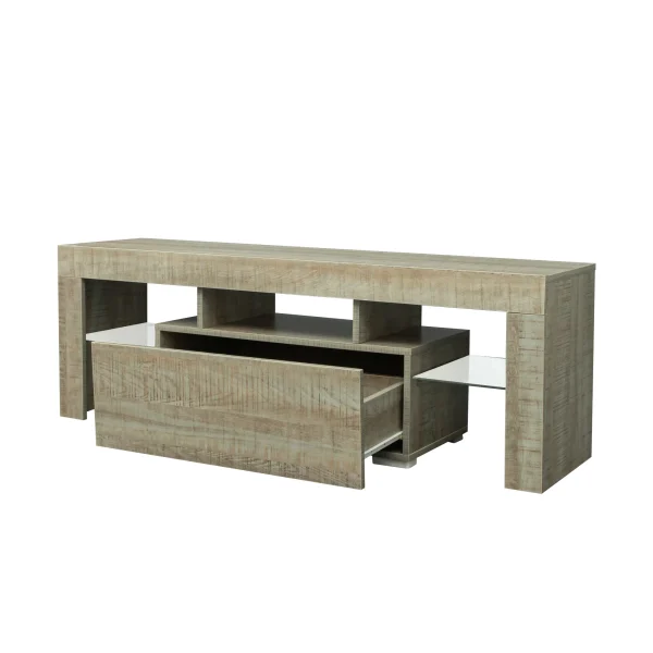 TV Stand with LED RGB Lights,Flat Screen TV Cabinet, Gaming Consoles - in Lounge Room, Living Room and Bedroom,GREY OAK - MadeInUSA - Image 3