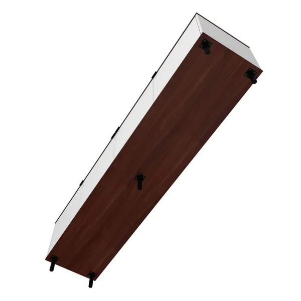 Mosholu 77.04 TV Stand with 4 Shelves in White and Nut Brown - MadeInUSA - Image 4