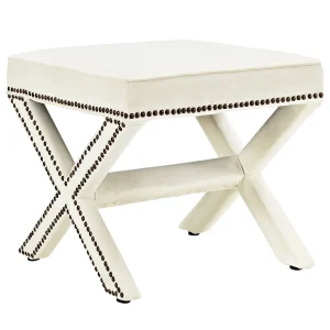 Modern Contemporary Urban Design Bedroom Living Room Bench, White Ivory, Fabric - MadeInUSA