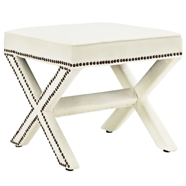 Modern Contemporary Urban Design Bedroom Living Room Bench, White Ivory, Fabric - MadeInUSA