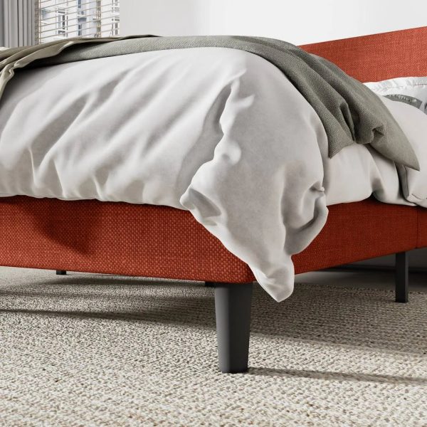 Bowdoin Upholstered Wingback Platform Bed Mercury Row Size: Queen, Color: Burnt Orange - MadeInUSA - Image 5