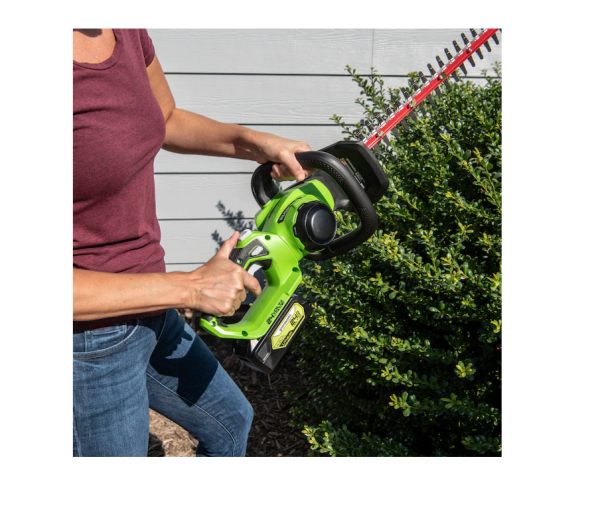 Greenworks HT24B414 24Volt 22in Dual Cordless Electric Hedge Trimmer Battery Charger Included - MadeInUSA - Image 8