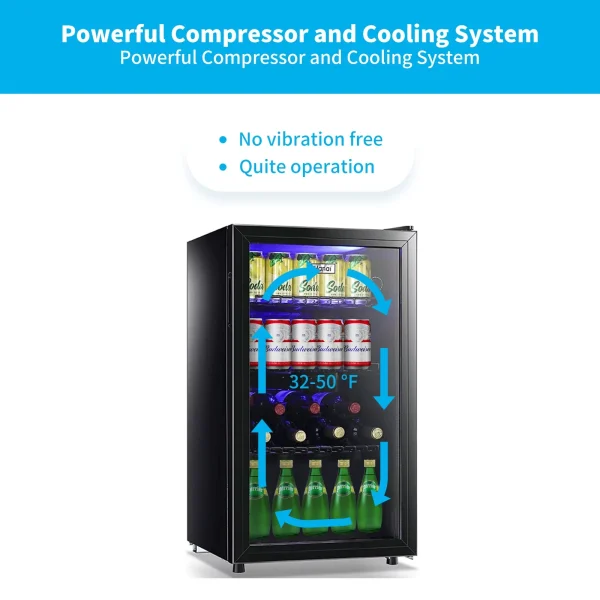 WANAI 120 Can Beverage Fridge & Cooler Small Mini Fridge Glass Door for Soda Beer or Wine for Home&Bar - MadeInUSA - Image 5