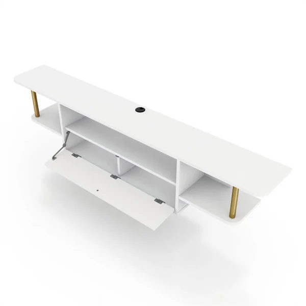 Furniture of America Haft Wood 63"Length Floating TV Console in White - MadeInUSA - Image 4