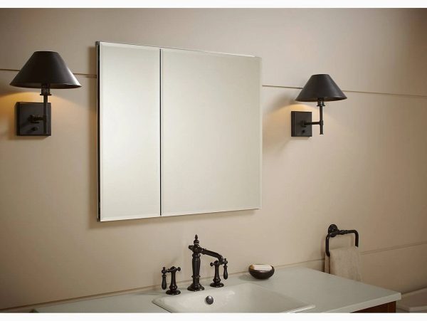 Kohler Aluminum Two Door Medicine Cabinet with Mirrored Door, 30 x 26" - MadeInUSA - Image 7