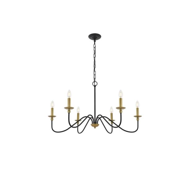 Ableton 6 - Light Candle Style Classic / Traditional Chandelier Birch Lane Finish: Black/Brass, Size: 25" H x 48" W x 48" D - MadeInUSA - Image 7