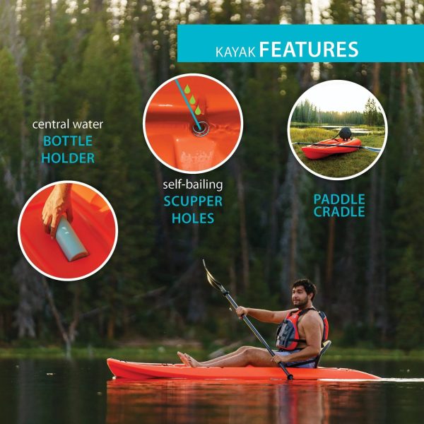 Lifetime Hydros 8'5" Sit-On-Top Kayak (Paddle Orange - MadeInUSA - Image 3