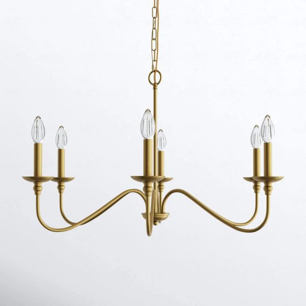 Ableton 6 - Light Candle Style Classic / Traditional Chandelier Birch Lane Finish: Brass, Size: 18" H x 30" W x 30" D - MadeInUSA - Image 5