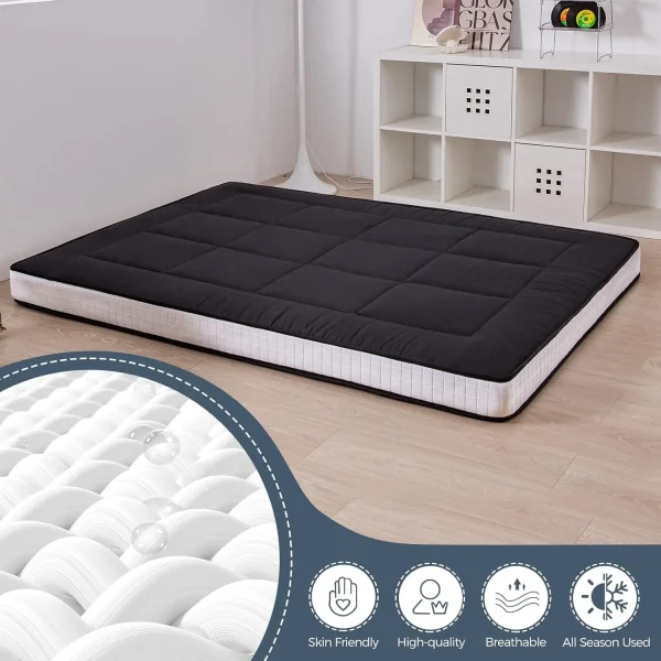 LILIUPENG 6 Extra Thick Floor Futon Mattress, Foldable Mattress Tatami Pad Floor Mattress for Adults Floor Bed Roll Up Mattress Guest Mattress, Black, Twin - MadeInUSA - Image 9