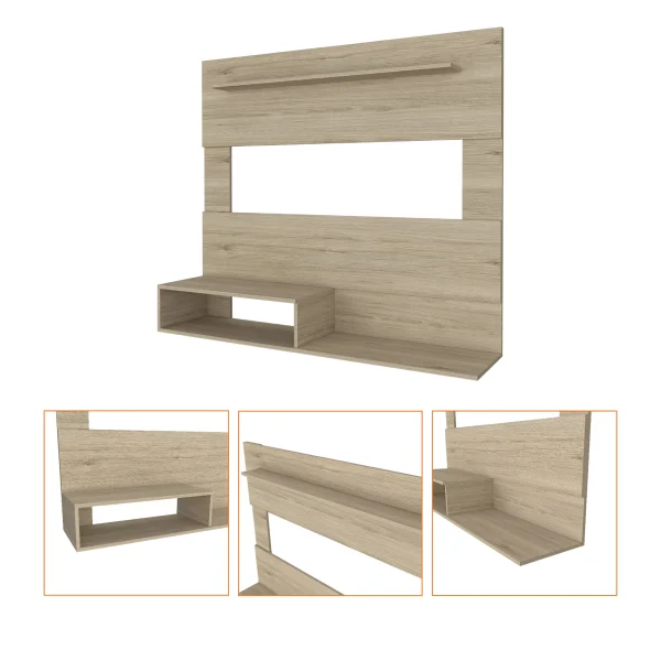 CoSoTower 3-Shelf Floating Entertainment Center Light Pine - MadeInUSA - Image 2
