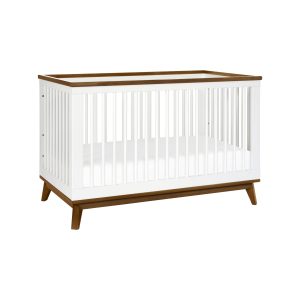 Babyletto Scoot 3-in-1 Convertible Crib with Toddler Bed Conversion Kit - White / Natural Walnut - MadeInUSA