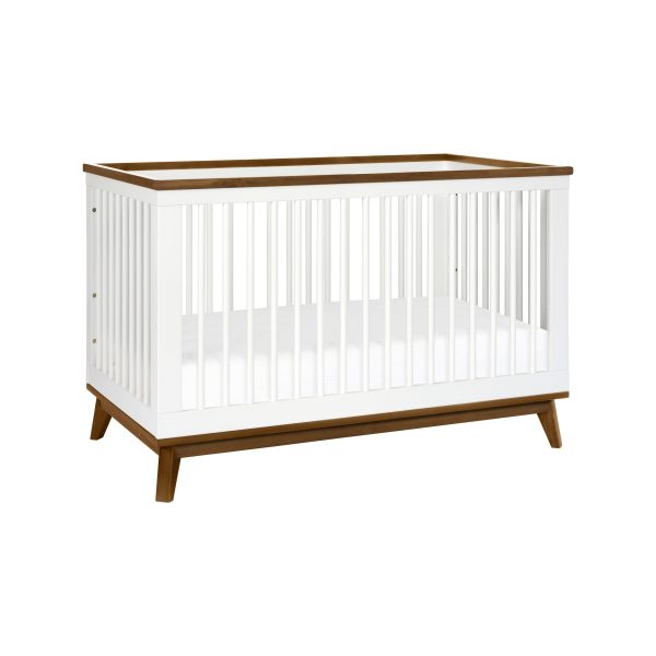 Babyletto Scoot 3-in-1 Convertible Crib with Toddler Bed Conversion Kit - White / Natural Walnut - MadeInUSA