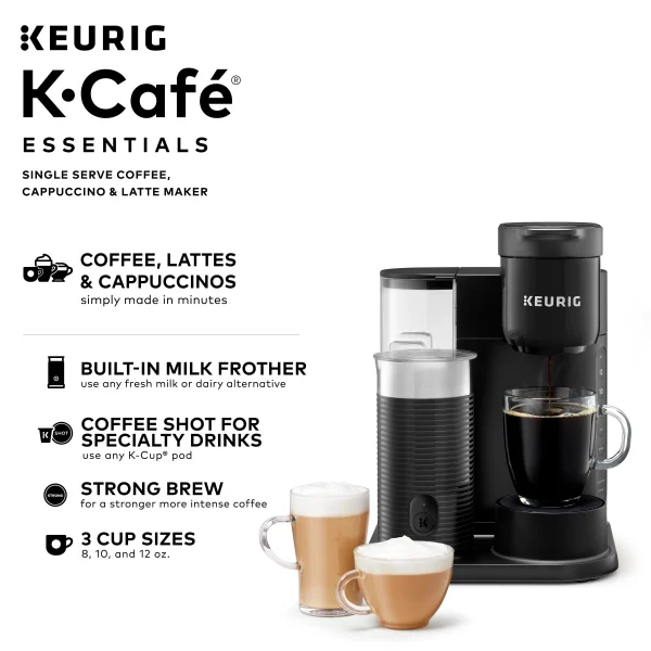 Keurig K-Café Essentials Single Serve K-Cup Pod Coffee Maker, Black - MadeInUSA - Image 2