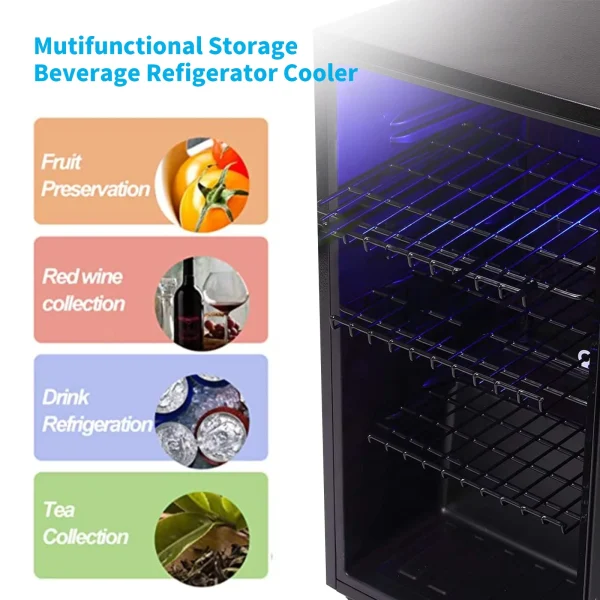 WANAI 120 Can Beverage Fridge & Cooler Small Mini Fridge Glass Door for Soda Beer or Wine for Home&Bar - MadeInUSA - Image 8