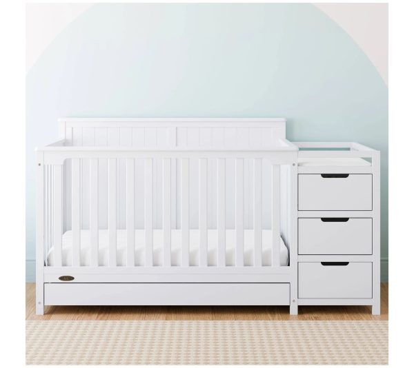 Graco Hadley 5-in-1 Convertible Crib and Changer with Drawer Pebble G - MadeInUSA - Image 5