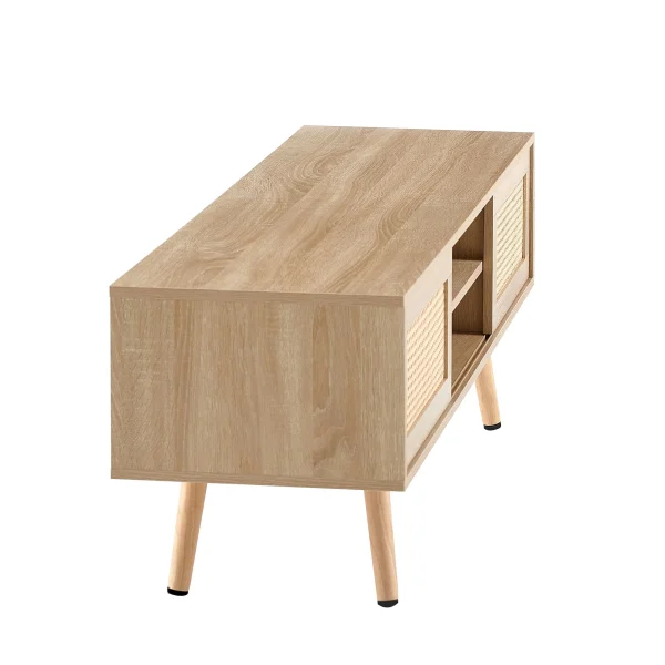 Rattan TV Stand with Storage - Natural - MadeInUSA - Image 9