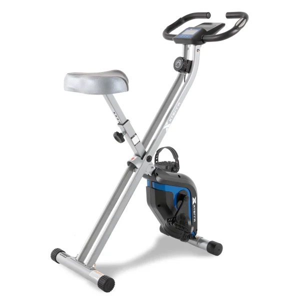 XTERRA Fitness FB160 Compact Folding Stationary Bike with Heart Rate Sensors and Large Padded Seat - MadeInUSA