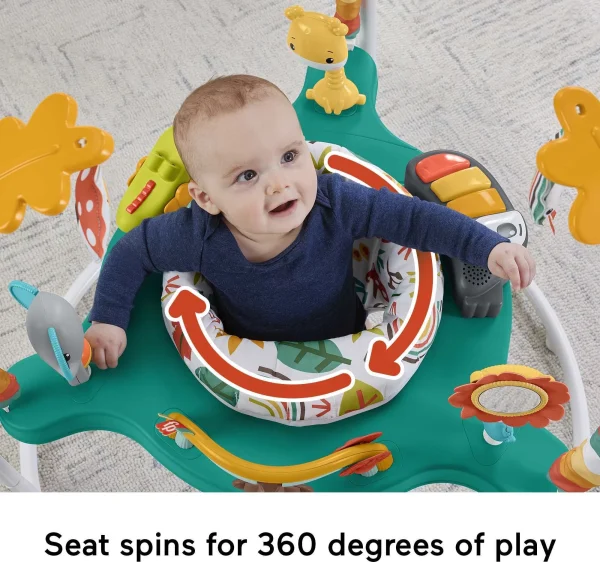 Fisher-Price Baby Bouncer Whimsical Forest Jumperoo Activity Center with Music and Lights - MadeInUSA - Image 2