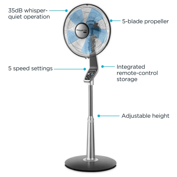 Rowenta Turbo Silence Extreme Stand Fan, VU5670U2 - MadeInUSA - Image 2