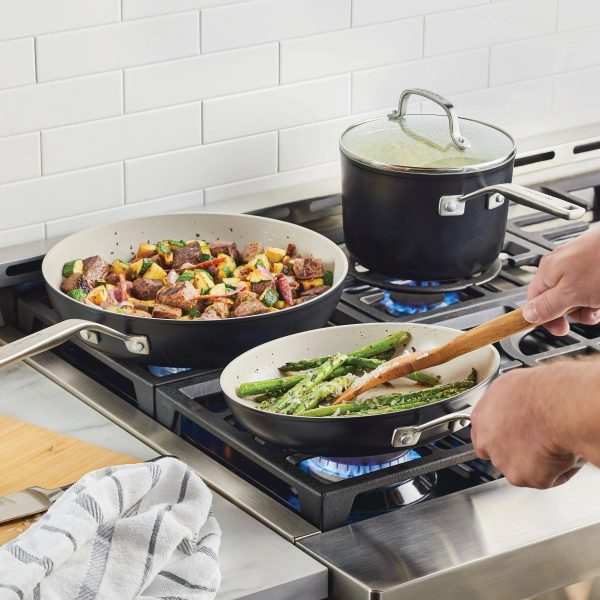 KitchenAid Hard-Anodized Ceramic Nonstick 9-Piece Cookware Set, Black - MadeInUSA - Image 4