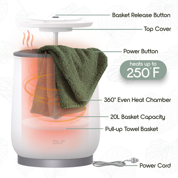 SLF Luxury Towel Warmer, 20L Electric Hot Towel Warmer Bucket, Fits Up to Two 40x70 Oversized Towels, 18.5 x 13 in, White - MadeInUSA - Image 2