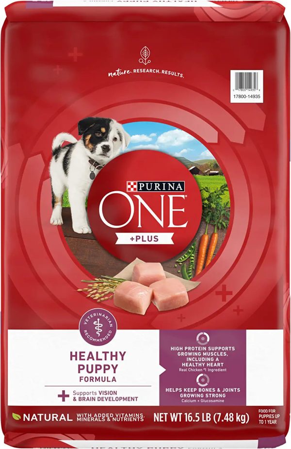 Purina ONE Natural High Protein Dry Puppy Food, Plus Healthy Puppy Formula 16.5 lb. Bag - MadeInUSA