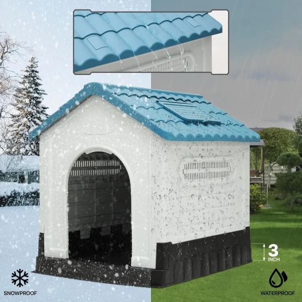 Inch Dog House For Large Dogs, Outside Insulated Plastic Dog Shelter, Weather-Proof Sturdy Dog Kennel With Elevated Floor And s, Easy Assembly Indoor Outdoor Doghouse - MadeInUSA - Image 4