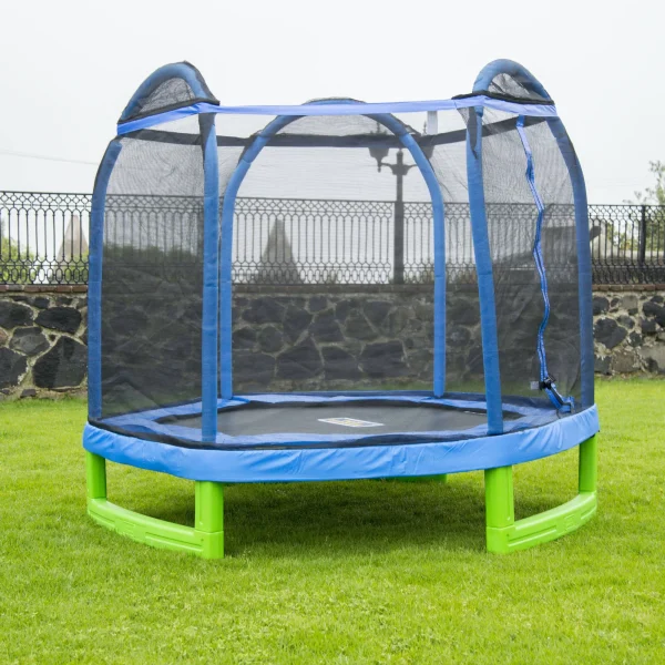 Bounce Pro 7-Foot My First Trampoline Hexagon (Ages 3-10) for Kids, Blue/Green - MadeInUSA - Image 2