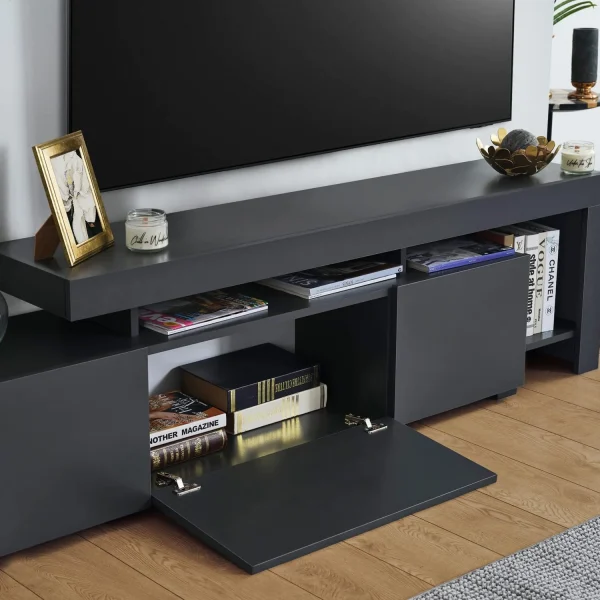 Atelier Mobili | Anthracite Gray Entertainment Center - Modern TV Stand for Up to 85"TVs - MadeInUSA - Image 4