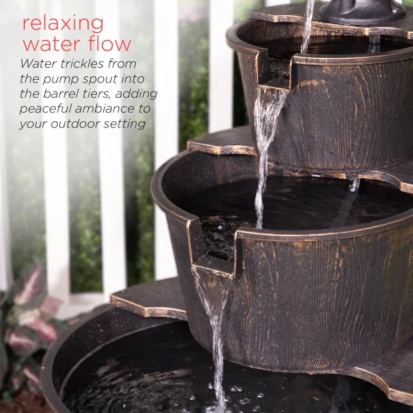 Alpine Corporation 40 Three Tier Pump Outdoor Fountain Decor, Brown - MadeInUSA - Image 5