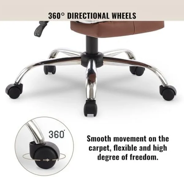 GEROBOOM Home Office Chair with Footrest  High-Back PU Leather Computer Desk Chair  Executive Rolling Swivel Chairs with Leg  and Double Thick Cushion  White Office Chair (Cream White) - MadeInUSA - Image 7