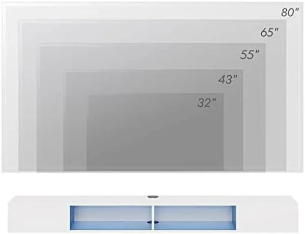 TQNLKGZ 70 inch Floating TV  for Under TV  Floating TV Stand for 75 TVs  Wall Mount Media Console TV Stand with  for Living Room Bedroom  Black - MadeInUSA - Image 7