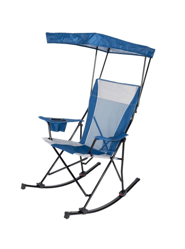 Ozark Trail Mesh Tension Rocking Camp Chair with Canopy, Blue and Grey, Detachable Rockers, Adult - MadeInUSA - Image 6