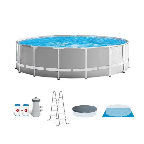 Intex 15 Foot x 48 inch Prism Above Ground Swimming Pool Set & Ladder - MadeInUSA - Image 5