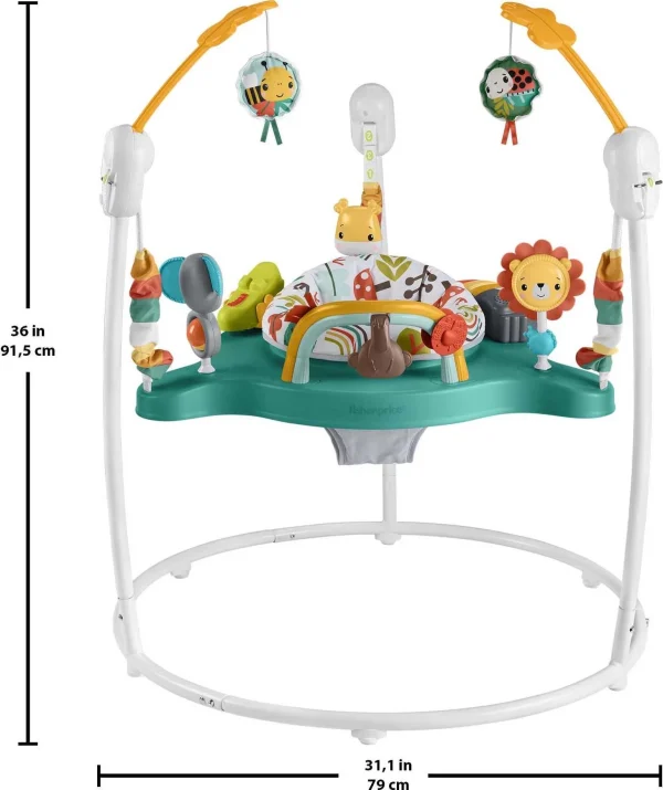 Fisher-Price Baby Bouncer Whimsical Forest Jumperoo Activity Center with Music and Lights - MadeInUSA - Image 5