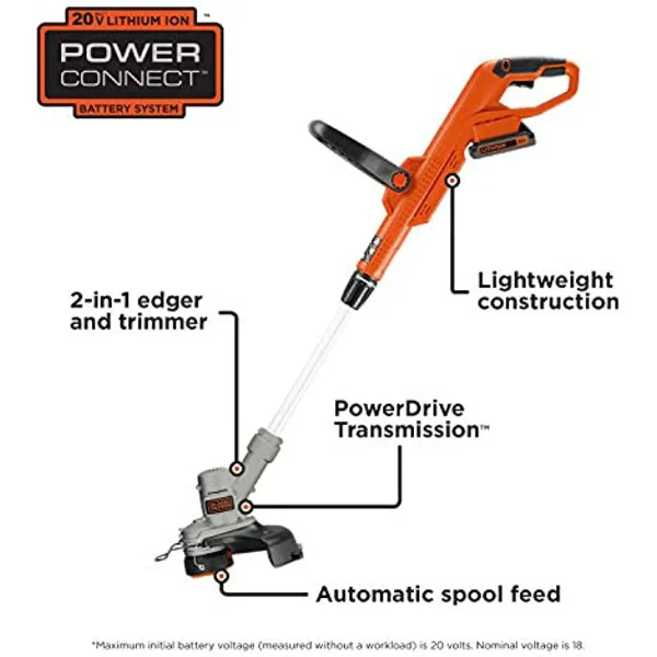 BLACK+DECKER 20V MAX* String Trimmer / Edger, 12-Inch (LST300) - MadeInUSA - Image 6