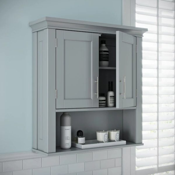 RiverRidge Somerset 22.81in W x 24.5in H x 7.88in D Gray Bathroom Wall Cabinet - MadeInUSA - Image 2