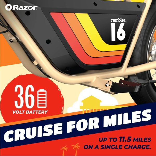 Razor Rambler 16 36V Seated Electric Scooter, Up to 15 MPH, Retro Style Minibike for Teen & Adult - MadeInUSA - Image 8