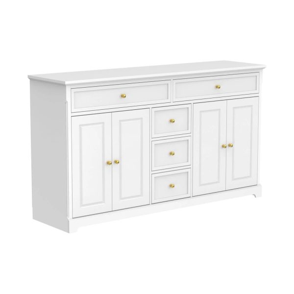 59.1''Sideboard Buffet White Mid-Century Modern Contemporary Lacquered - Black - MadeInUSA - Image 4
