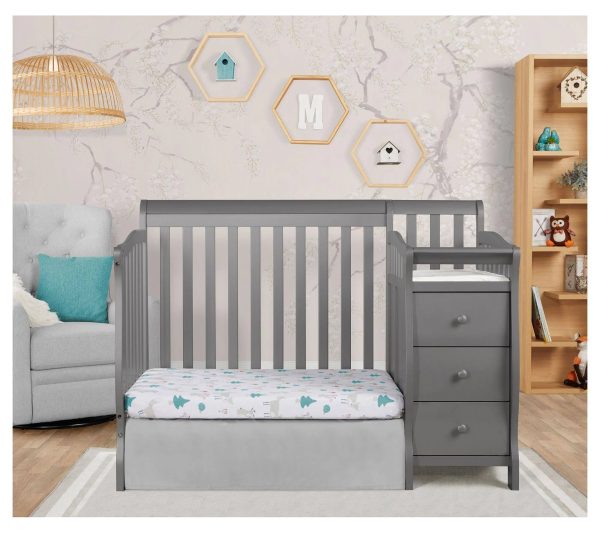 Dream On Me Jayden 4 in 1 Mini Convertible Crib and Changer Storm Grey - MadeInUSA - Image 3