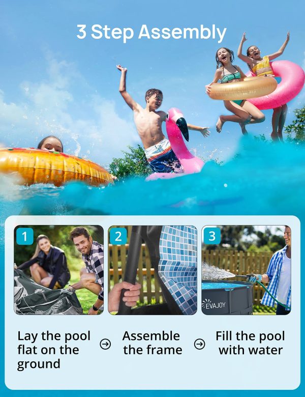 Evajoy 16ft x 48in Metal Frame Swimming Pool Set, Round Above Ground Pool Set with 2000 GPH Sand Filter Pump, Pool Ladder, Ground Cloth, Pool Cover - MadeInUSA - Image 5