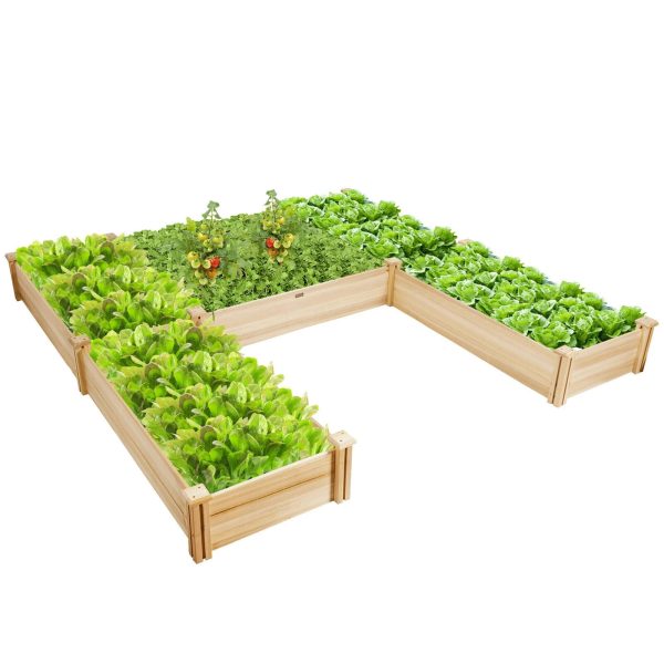 Gymax Raised Garden Bed Wooden Garden Box Planter Container U-Shaped Bed 92.5x95x11in - MadeInUSA