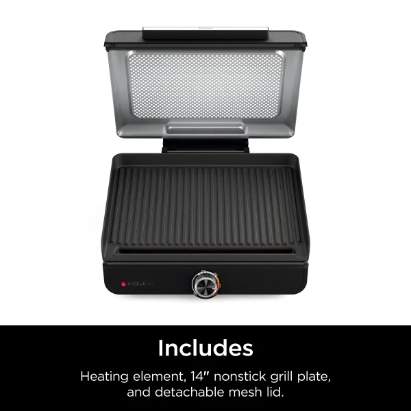 Ninja Sizzle Smokeless Indoor Grill with Nonstick Grill Plate, GR100 - MadeInUSA - Image 8