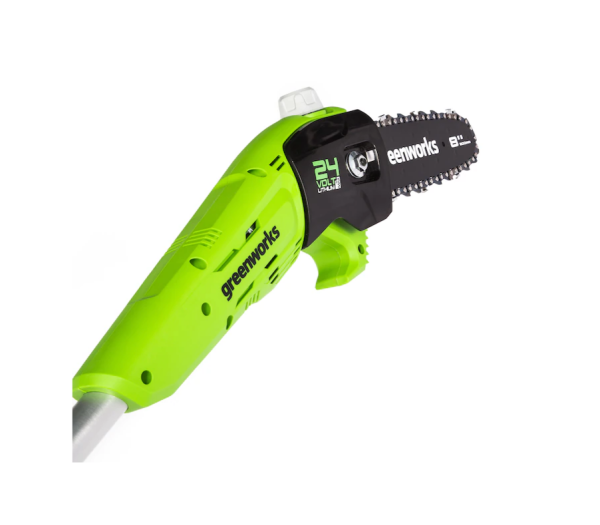 Greenworks PS24B210 24Volt 8in Cordless Electric Pole Saw 2 Ah Battery Charger Included - MadeInUSA - Image 5